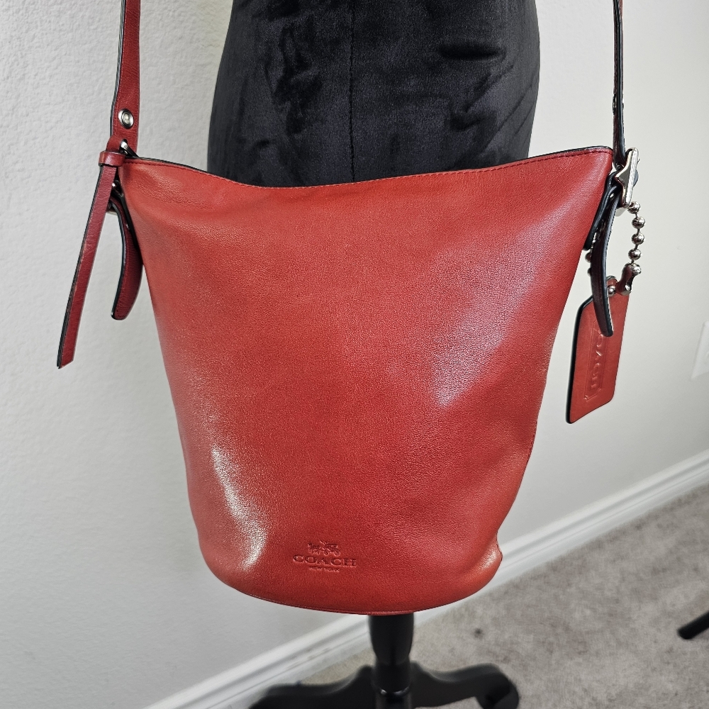 Coach Bleecker Sport Mini Duffle Bucket Red Purse With COA - Picture 12 of 15